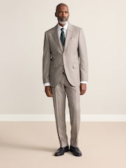Neutral Tailored Fit Signature Marzotto 100% Italian Wool Check Suit Trousers - Image 2 of 4