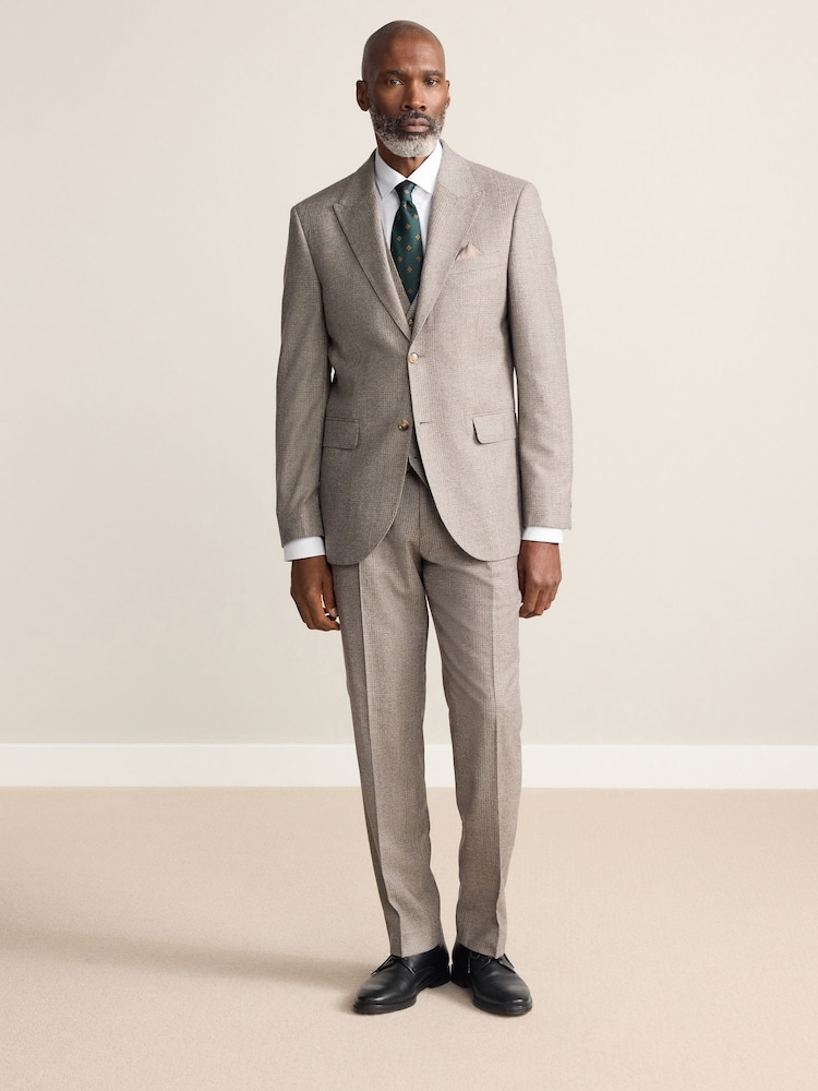 Neutral Tailored Fit Signature Marzotto 100% Italian Wool Check Suit Trousers - Image 2 of 4