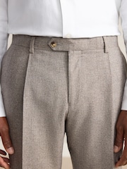 Neutral Tailored Fit Signature Marzotto 100% Italian Wool Check Suit Trousers - Image 4 of 4