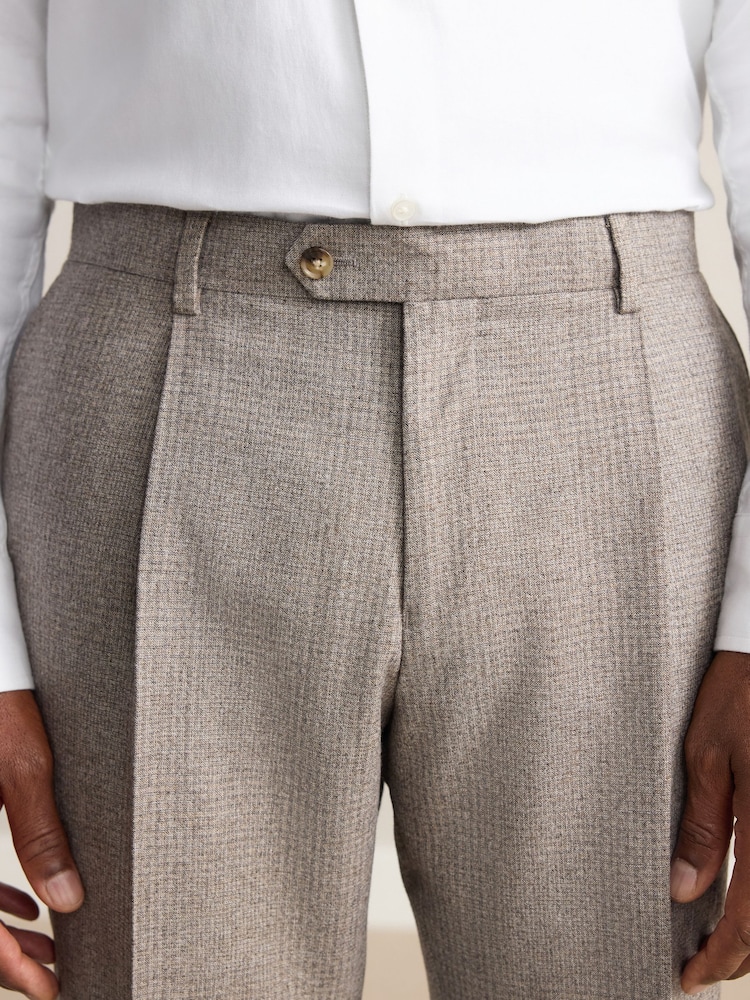 Neutral Tailored Fit Signature Marzotto 100% Italian Wool Check Suit Trousers - Image 4 of 4