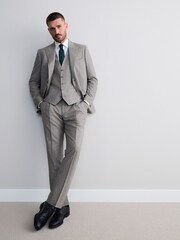 Neutro - Signature Marzotto 100% Italian Wool Check Suit Waistcoat - Imagen 2 de 4