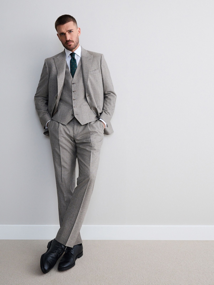 Neutro - Signature Marzotto 100% Italian Wool Check Suit Waistcoat - Imagen 2 de 4