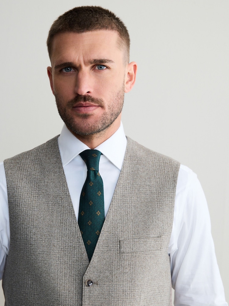 Neutro - Signature Marzotto 100% Italian Wool Check Suit Waistcoat - Imagen 4 de 4