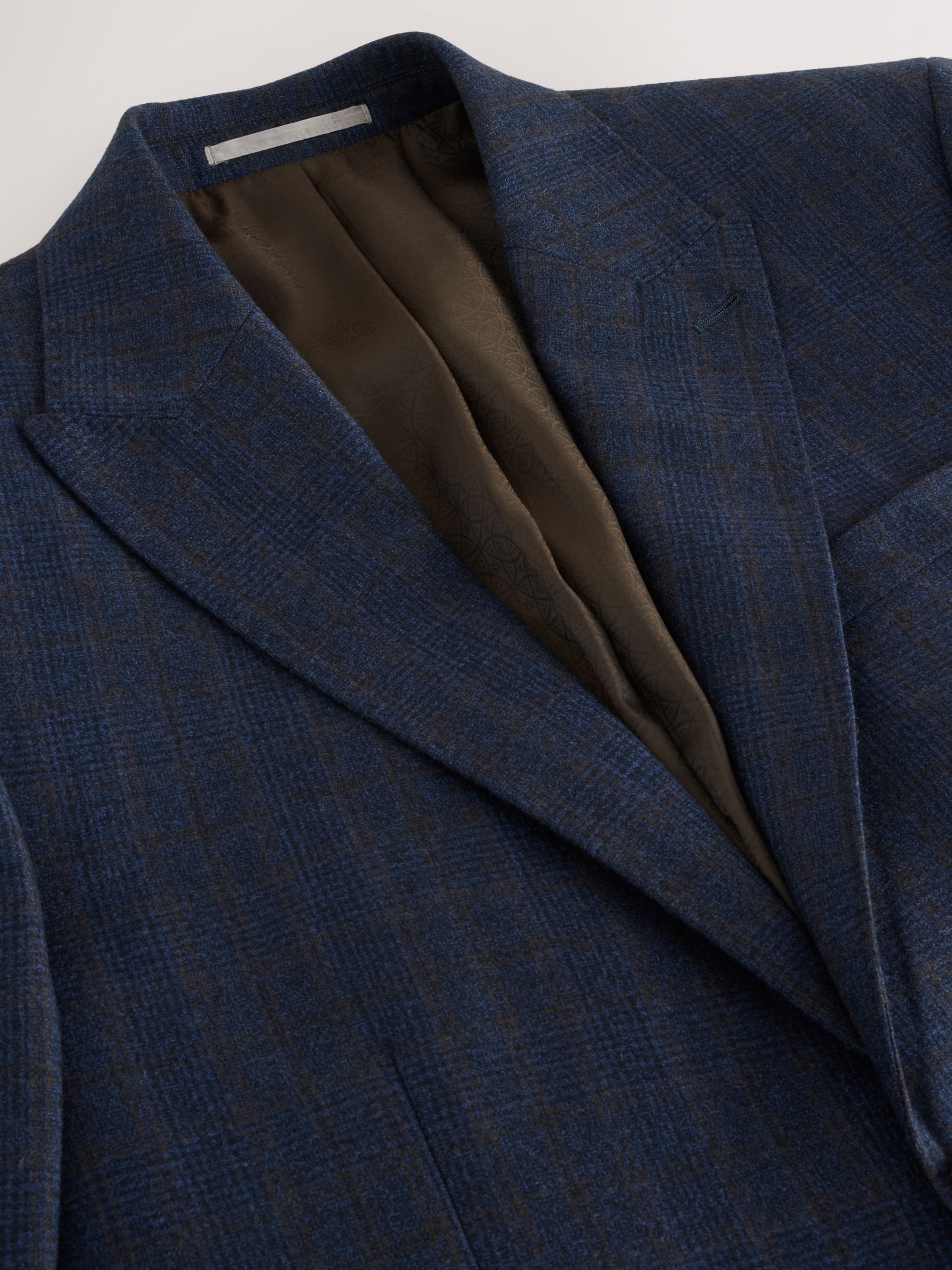 Buy Navy Blue Slim Fit Signature Marzotto 100% Italian Wool Check