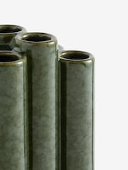 Green Reactive Glaze Tubular Ceramic Vase - Image 5 of 5