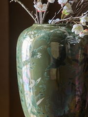 Bird and Flower Design Lustre Ceramic Vase - صورة 2 من 3