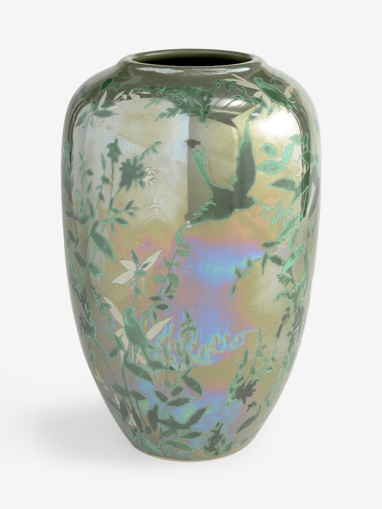 Bird and Flower Design Lustre Ceramic Vase - صورة 3 من 3