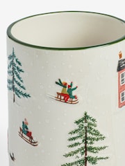 White Embossed Winter Scene Ceramic Vase - Image 2 of 2