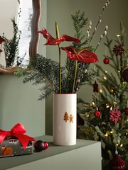 White Christmas Gingerbread Embossed Ceramic Vase - Image 1 of 4