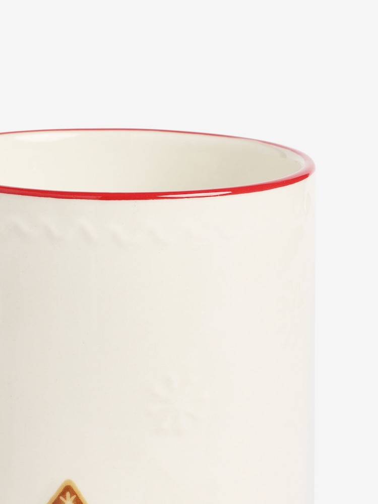 White Christmas Gingerbread Embossed Ceramic Vase - Image 4 of 4