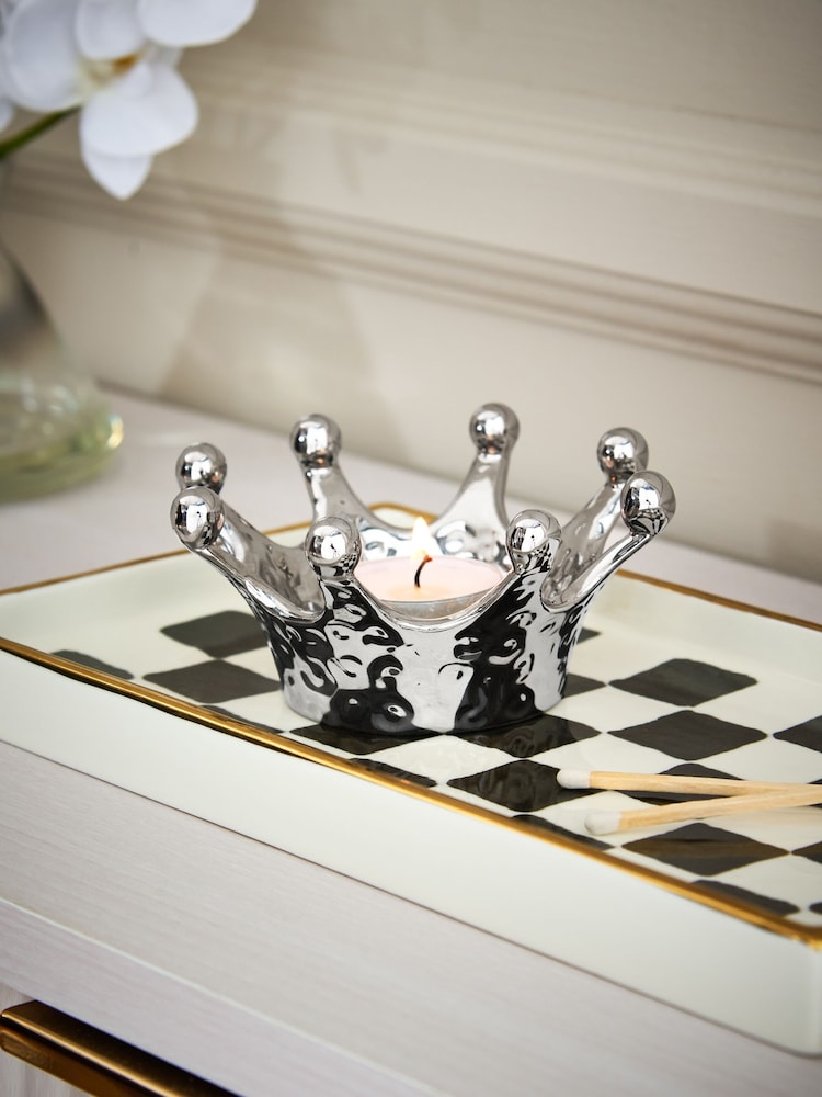 Silver Crown Tea Light Holder - Image 1 of 3