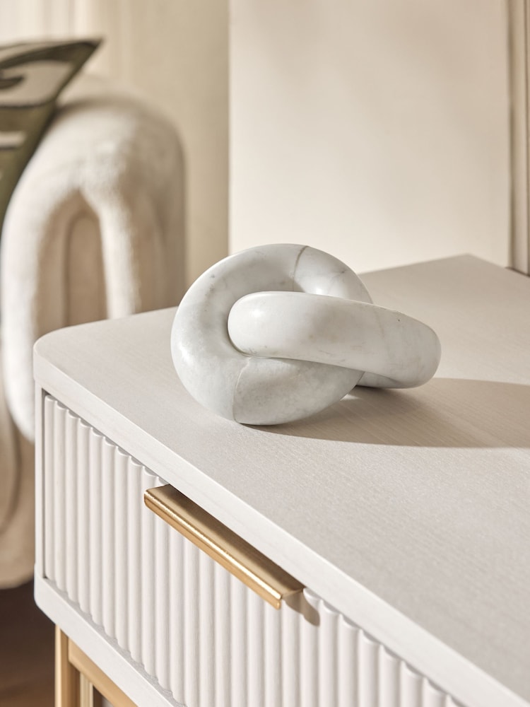 White Marble Decorative Knot Ornament - Image 1 of 5