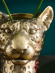 Gold Cheetah Head Decorative Vase - Image 2 of 5