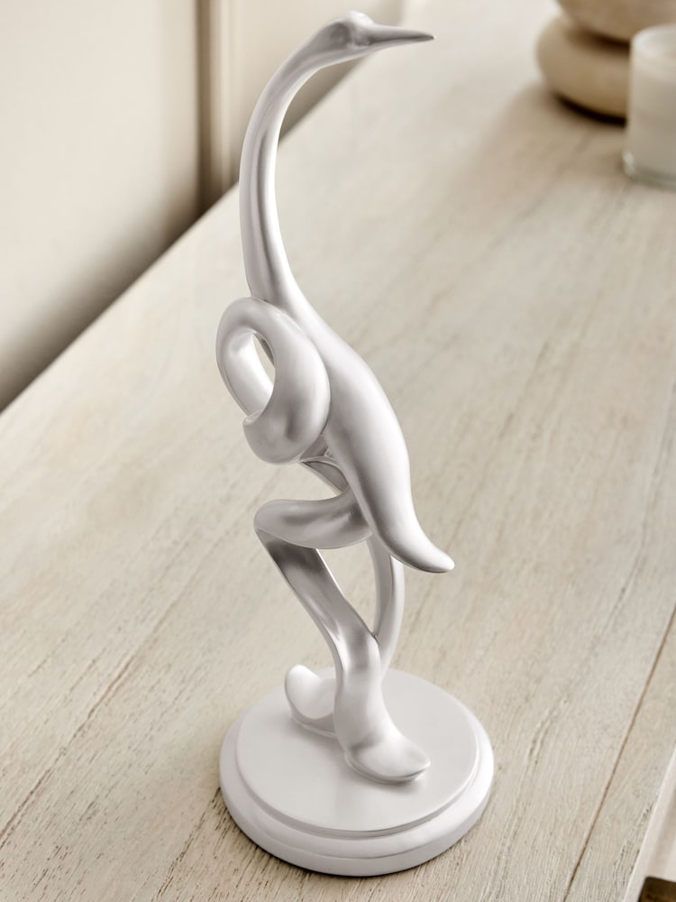 White Iridescent Ribbon Crane Ornament - Image 2 of 4