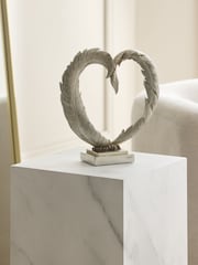 Silver Feather Heart Ornament - Image 1 of 4