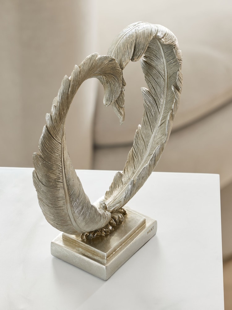 Silver Feather Heart Ornament - Image 2 of 4