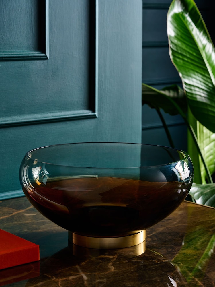 Brown Cooper Glass Decorative Bowl - Image 1 of 4 Brown Cooper Glass Decorative Bowl - Image 1 of 4