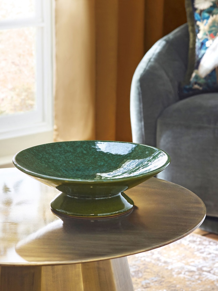 Green Reactive Glaze Decorative Footed Bowl - Image 2 of 5 Green Reactive Glaze Decorative Footed Bowl - Image 2 of 5