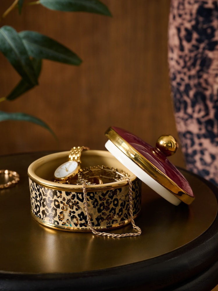 Multicolour Leopard Print Ceramic Trinket Pot - Image 2 of 3