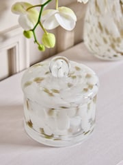 White/Gold Glass Confetti Trinket Pot With Lid - Image 2 of 4