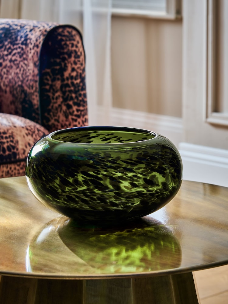 Green Confetti Glass Decorative Bowl - Image 1 of 3 Green Confetti Glass Decorative Bowl - Image 1 of 3