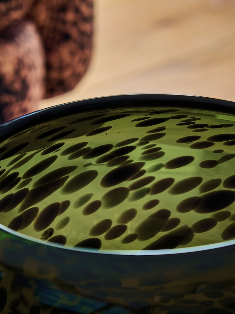 Green Confetti Glass Decorative Bowl - Image 2 of 3 Green Confetti Glass Decorative Bowl - Image 2 of 3