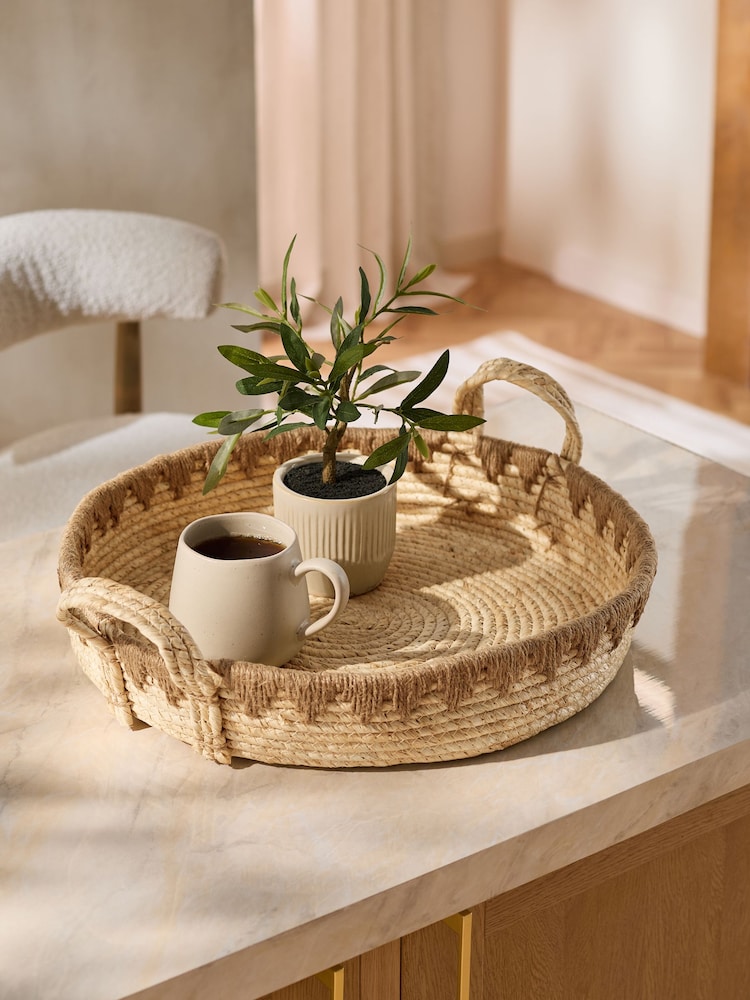 Natural Woven Seagrass XL Decorative Tray - Image 1 of 3