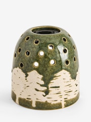 Green Ceramic Embossed Tree Candle Holder Tealight - Image 2 of 3