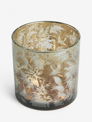 Metallic Gold Botanical Print Glass Hurricane Candle Holder - Image 4 of 4