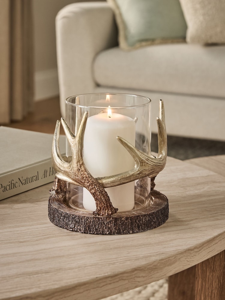 Gold Antler Candle Holder Hurricane - Image 2 of 4