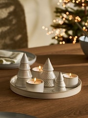 Natural Ceramic Winter Scene Tea Light Candle Plate - Image 1 of 4