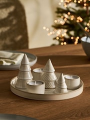Natural Ceramic Winter Scene Tea Light Candle Plate - Image 2 of 4