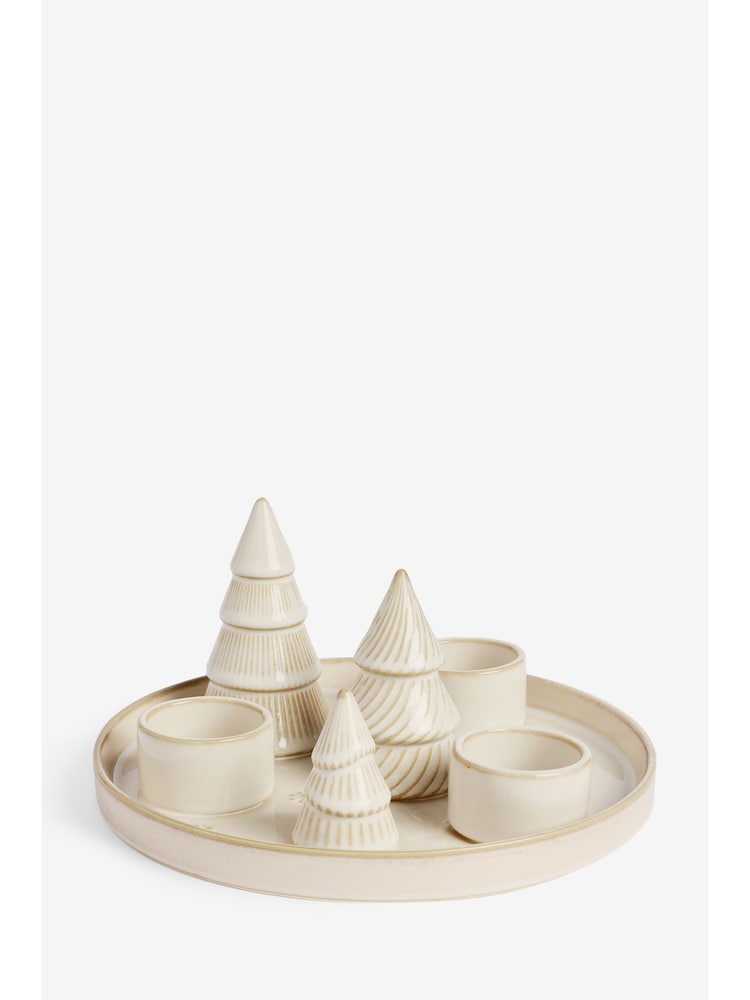 Natural Ceramic Winter Scene Tea Light Candle Plate - Image 2 of 4