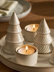 Natural Ceramic Winter Scene Tea Light Candle Plate - Image 3 of 4
