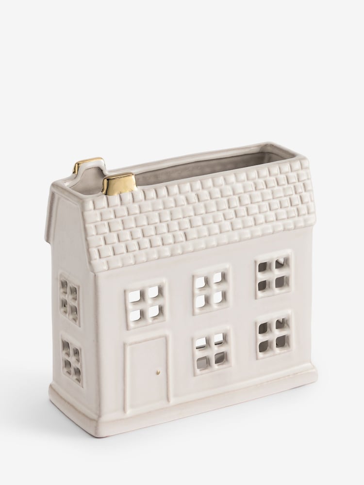 White/Gold House Tea Light Holder - Image 1 of 2
