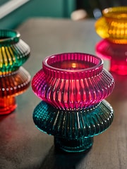 Set of 3 Multicolour Glass Tea Light and Taper Candle Holders - Image 5 of 7