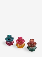 Set of 3 Multicolour Glass Tea Light and Taper Candle Holders - Image 6 of 7