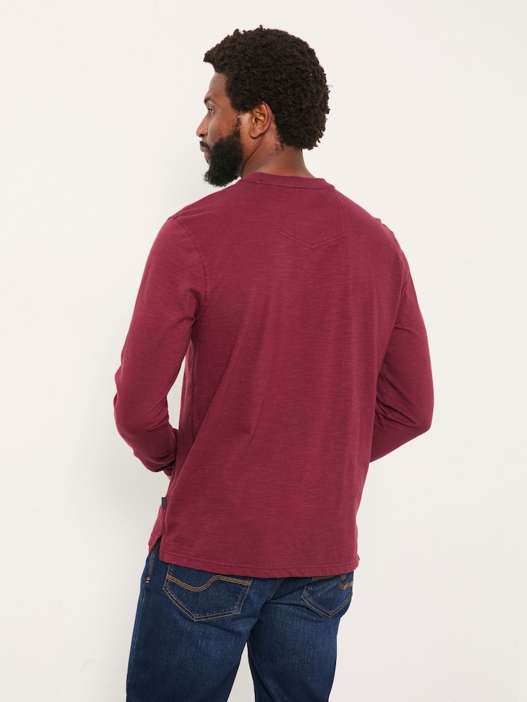 FatFace Henley Claret Long Sleeve Woodside Slub - Image 2 of 5 FatFace Henley Claret Long Sleeve Woodside Slub - Image 2 of 5