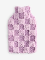 Lilac Purple Chequerboard Hot Water Bottle - Image 1 of 1