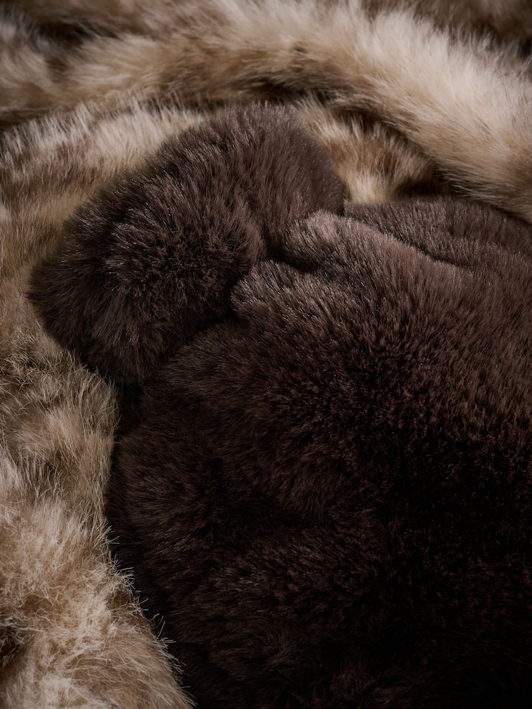 Brown Faux Fur Hot Water Bottle - Image 2 of 3