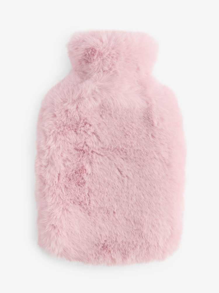 Pink Faux Fur Hot Water Bottle - Image 1 of 1