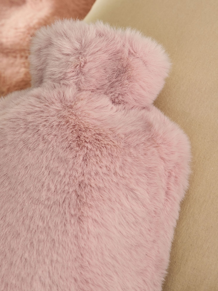 Pink Faux Fur Hot Water Bottle - Image 2 of 3