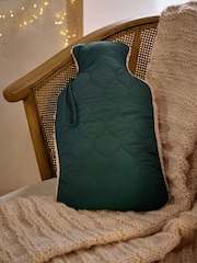 Green/Cream Quilted Hot Water Bottle - Image 1 of 5