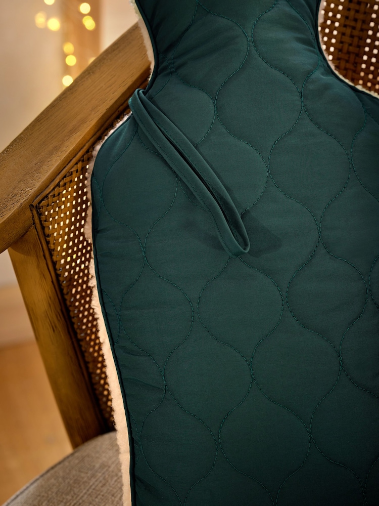 Green/Cream Quilted Hot Water Bottle - Image 2 of 5