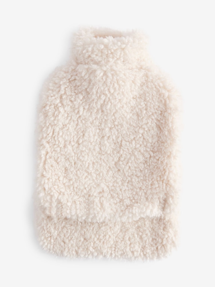 Cream Faux Sherpa Hot Water Bottle with Hand Pocket - Image 1 of 1 Cream Faux Sherpa Hot Water Bottle with Hand Pocket - Image 1 of 1