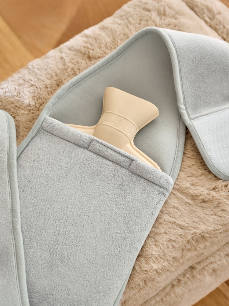 Grey Faux Fur Body Belt Hot Water Bottle - Image 2 of 3 Grey Faux Fur Body Belt Hot Water Bottle - Image 2 of 3