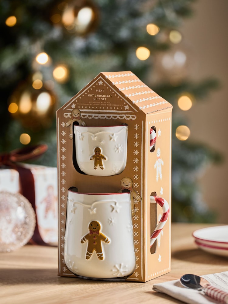 Christmas Hot Chocolate Adult and Child Gingerbread Mug Gift Set - Image 2 of 4