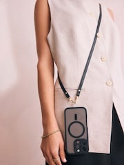 Black PU Across Body Phone Strap - Image 1 of 8