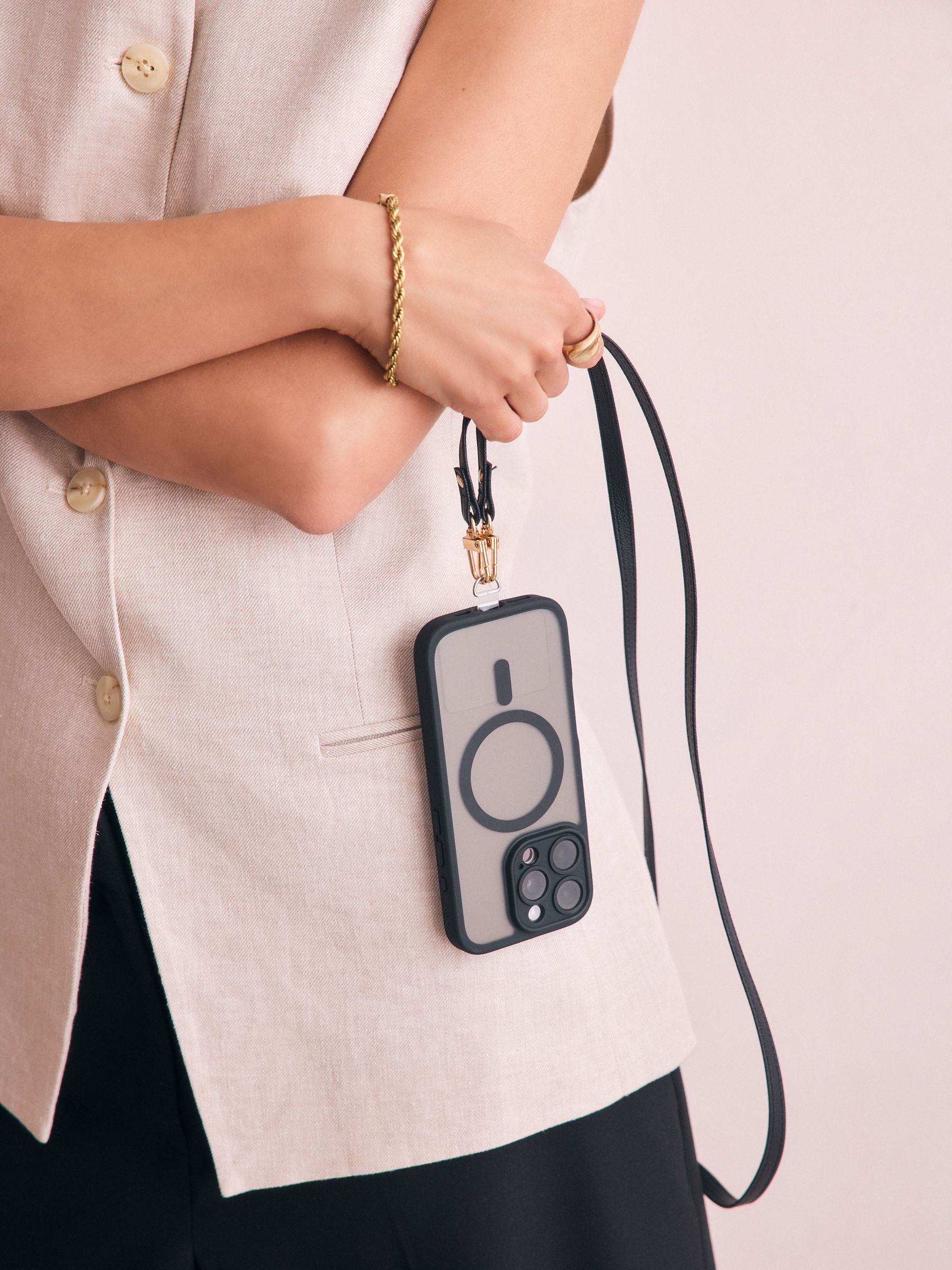 Buy Black PU Across Body Phone Strap from Next Canada