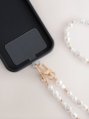 White/Gold Tone Faux Pearl Across Body Phone Strap - Image 5 of 8